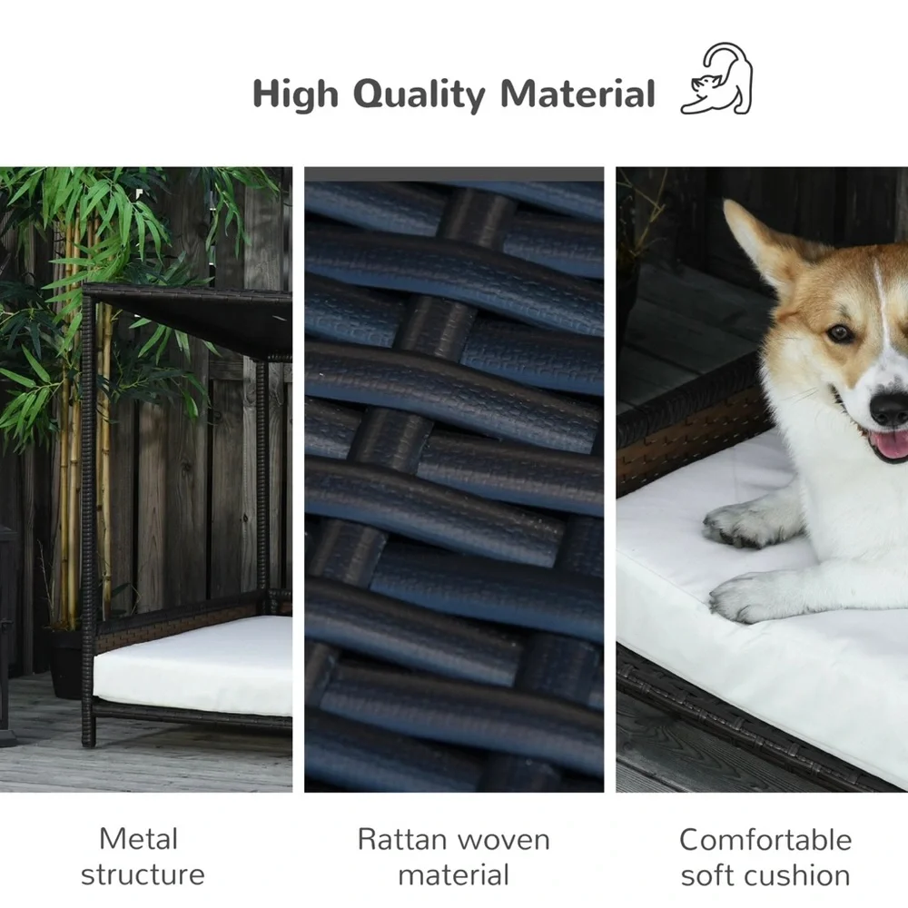 PawHut Rattan Pet Bed with Cushion